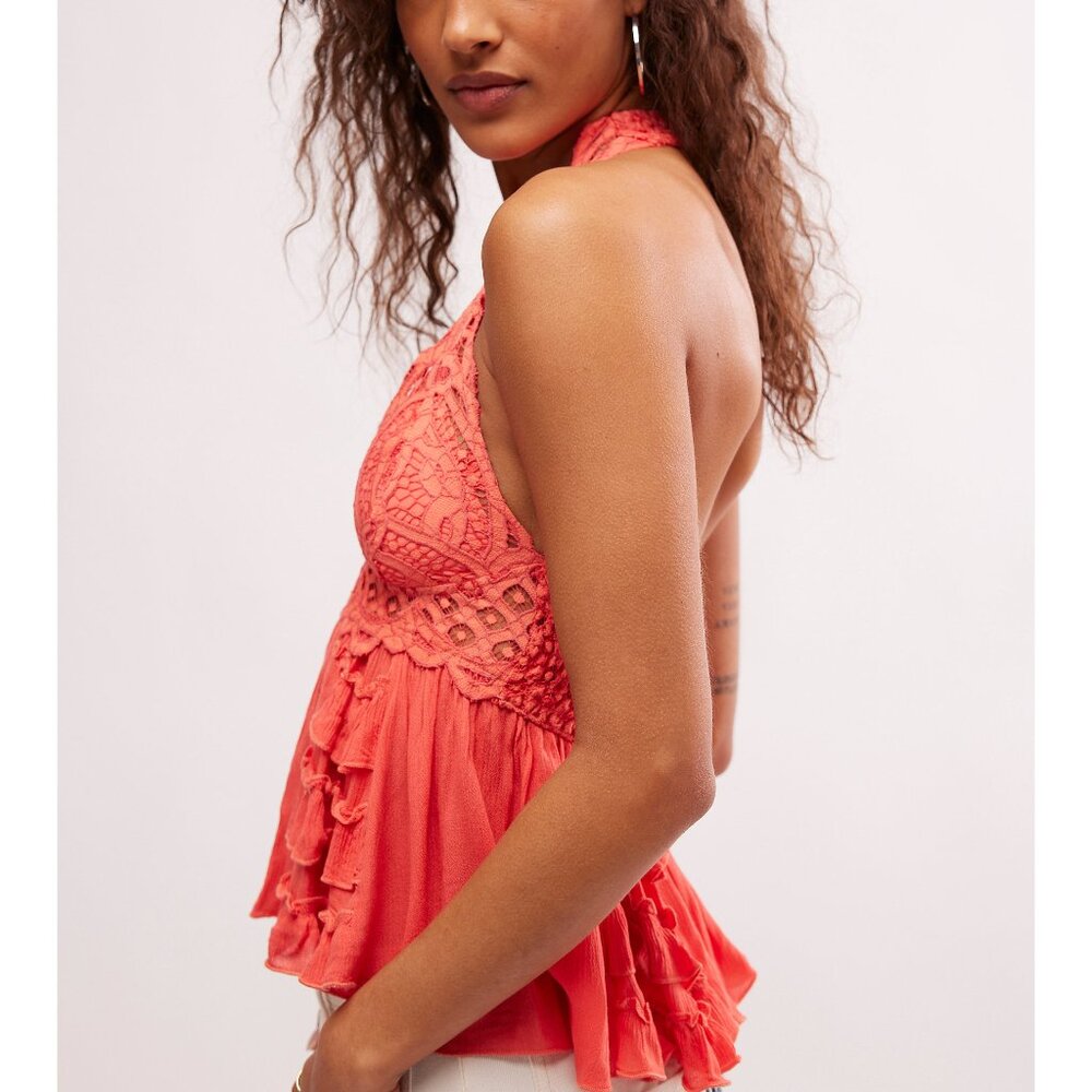NWT FREE PEOPLE Adella Halter Cami / Emberglow - Picture 2 of 6